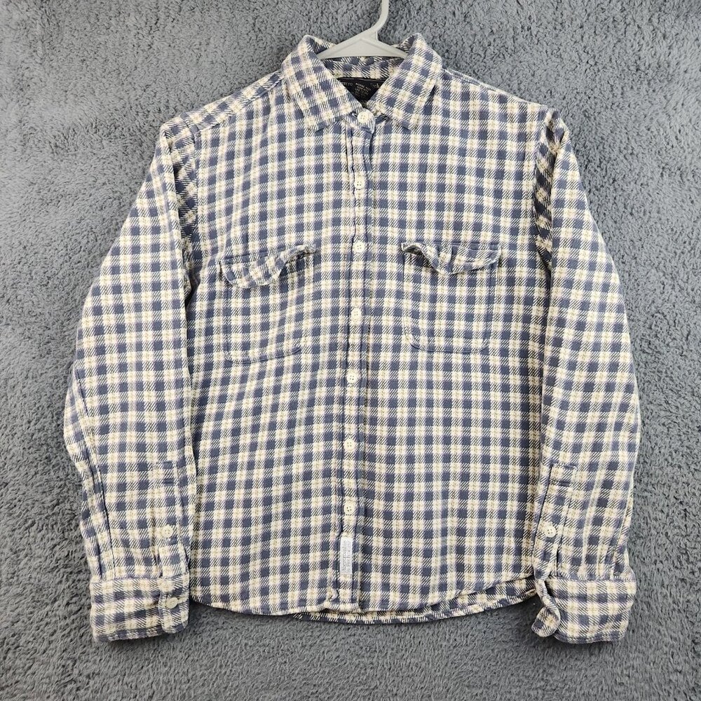 Abercrombie Fitch Button Shirt Mens Medium Blue Plaid Vintage Long Sleeve Oxford